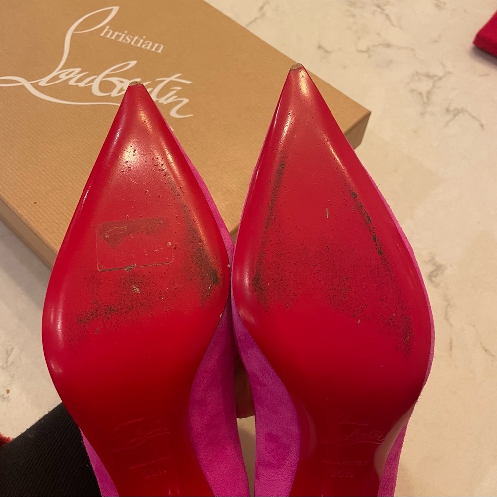 Christian Louboutin 🩷 Clare 80 Suede Pointed Toe Pump in Diva Hot Pink Size 36.5 - Picture 7 of 10